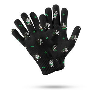 Boston Terrier Love Touch Screen Gloves - 4 Colors-Accessories-Accessories, Boston Terrier, Dog Dad Gifts, Dog Mom Gifts, Gloves-Black-Green Highlights-8