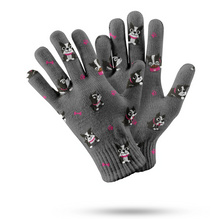 Load image into Gallery viewer, Boston Terrier Love Touch Screen Gloves - 4 Colors-Accessories-Accessories, Boston Terrier, Dog Dad Gifts, Dog Mom Gifts, Gloves-Gray-Pink Highlights-1