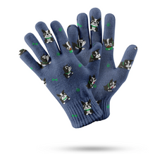 Load image into Gallery viewer, Boston Terrier Love Touch Screen Gloves - 4 Colors-Accessories-Accessories, Boston Terrier, Dog Dad Gifts, Dog Mom Gifts, Gloves-Navy-Green Highlights-4