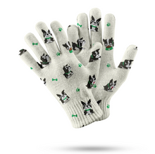 Load image into Gallery viewer, Boston Terrier Love Touch Screen Gloves - 4 Colors-Accessories-Accessories, Boston Terrier, Dog Dad Gifts, Dog Mom Gifts, Gloves-White-Green Highlights-6