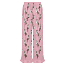Load image into Gallery viewer, Boston Terrier Pajama Pants for Women - Ruffle Hem Design - Watercolor Elegance Boston Terriers-Pajamas-Apparel,Boston Terrier,Dog Mom Gifts,Pajamas-11