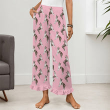 Load image into Gallery viewer, Boston Terrier Pajama Pants for Women - Ruffle Hem Design - Watercolor Elegance Boston Terriers-Pajamas-Apparel,Boston Terrier,Dog Mom Gifts,Pajamas-12