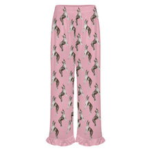Load image into Gallery viewer, Boston Terrier Pajama Pants for Women - Ruffle Hem Design - Watercolor Elegance Boston Terriers-Pajamas-Apparel,Boston Terrier,Dog Mom Gifts,Pajamas-13