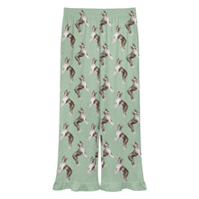 Load image into Gallery viewer, Boston Terrier Pajama Pants for Women - Ruffle Hem Design - Watercolor Elegance Boston Terriers-Pajamas-Apparel,Boston Terrier,Dog Mom Gifts,Pajamas-15