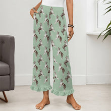 Load image into Gallery viewer, Boston Terrier Pajama Pants for Women - Ruffle Hem Design - Watercolor Elegance Boston Terriers-Pajamas-Apparel,Boston Terrier,Dog Mom Gifts,Pajamas-17