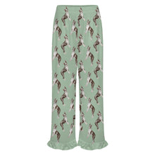 Load image into Gallery viewer, Boston Terrier Pajama Pants for Women - Ruffle Hem Design - Watercolor Elegance Boston Terriers-Pajamas-Apparel,Boston Terrier,Dog Mom Gifts,Pajamas-18