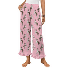 Load image into Gallery viewer, Boston Terrier Pajama Pants for Women - Ruffle Hem Design - Watercolor Elegance Boston Terriers-Pajamas-Apparel,Boston Terrier,Dog Mom Gifts,Pajamas-Pink-S-9