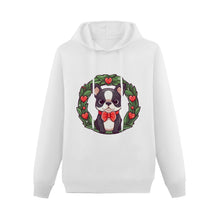 Load image into Gallery viewer, Boston Terrier Red Hearts Christmas Women&#39;s Cotton Fleece Hoodie Sweatshirt-Apparel-Apparel, Boston Terrier, Christmas, Hoodie, Sweatshirt-White-XS-2