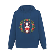 Load image into Gallery viewer, Boston Terrier Red Hearts Christmas Women&#39;s Cotton Fleece Hoodie Sweatshirt-Apparel-Apparel, Boston Terrier, Christmas, Hoodie, Sweatshirt-Navy Blue-XS-4
