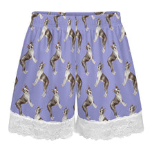 Load image into Gallery viewer, Boston Terrier Shorts for Women - Lace Trim Design - Watercolor Elegance Boston Terriers-Pajamas-Apparel,Boston Terrier,Dog Mom Gifts,Pajamas-12