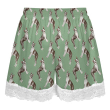 Load image into Gallery viewer, Boston Terrier Shorts for Women - Lace Trim Design - Watercolor Elegance Boston Terriers-Pajamas-Apparel,Boston Terrier,Dog Mom Gifts,Pajamas-18