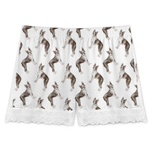 Load image into Gallery viewer, Boston Terrier Shorts for Women - Lace Trim Design - Watercolor Elegance Boston Terriers-Pajamas-Apparel,Boston Terrier,Dog Mom Gifts,Pajamas-20