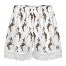 Load image into Gallery viewer, Boston Terrier Shorts for Women - Lace Trim Design - Watercolor Elegance Boston Terriers-Pajamas-Apparel,Boston Terrier,Dog Mom Gifts,Pajamas-21