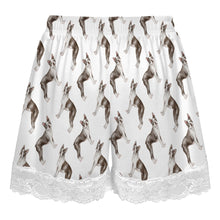 Load image into Gallery viewer, Boston Terrier Shorts for Women - Lace Trim Design - Watercolor Elegance Boston Terriers-Pajamas-Apparel,Boston Terrier,Dog Mom Gifts,Pajamas-22