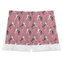 Load image into Gallery viewer, Boston Terrier Shorts for Women - Lace Trim Design - Watercolor Elegance Boston Terriers-Pajamas-Apparel,Boston Terrier,Dog Mom Gifts,Pajamas-4