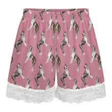 Load image into Gallery viewer, Boston Terrier Shorts for Women - Lace Trim Design - Watercolor Elegance Boston Terriers-Pajamas-Apparel,Boston Terrier,Dog Mom Gifts,Pajamas-5