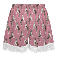 Load image into Gallery viewer, Boston Terrier Shorts for Women - Lace Trim Design - Watercolor Elegance Boston Terriers-Pajamas-Apparel,Boston Terrier,Dog Mom Gifts,Pajamas-6