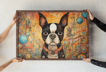 Boston Terrier Timekeeper Wall Art Poster-Art-Boston Terrier, Dog Art, Home Decor, Poster-Light Canvas-Tiny - 8x10"-1