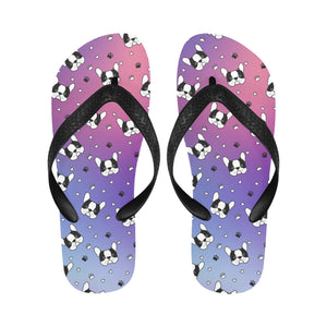Boston Terrier Whimsy Walk Unisex Flip Flop Slippers - 5 Colors-Footwear-Accessories, Boston Terrier, Slippers-Midnight Blush (deep purple to pink)-S-2