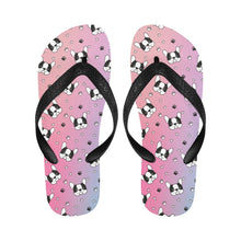 Load image into Gallery viewer, Boston Terrier Whimsy Walk Unisex Flip Flop Slippers - 5 Colors-Footwear-Accessories, Boston Terrier, Slippers-Magenta Melt (pink to light magenta)-S-4