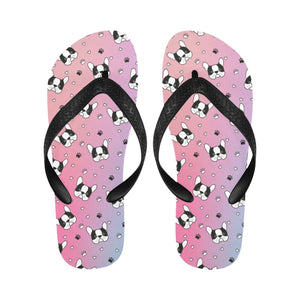Boston Terrier Whimsy Walk Unisex Flip Flop Slippers - 5 Colors-Footwear-Accessories, Boston Terrier, Slippers-Magenta Melt (pink to light magenta)-S-4