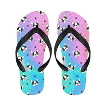 Load image into Gallery viewer, Boston Terrier Whimsy Walk Unisex Flip Flop Slippers - 5 Colors-Footwear-Accessories, Boston Terrier, Slippers-Aqua Dream (blue to aquamarine)-S-5