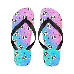 Boston Terrier Whimsy Walk Unisex Flip Flop Slippers - 5 Colors-Footwear-Accessories, Boston Terrier, Slippers-Aqua Dream (blue to aquamarine)-S-5