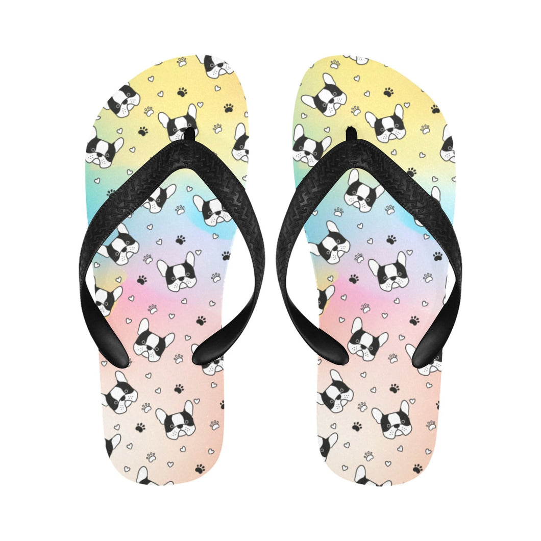 Boston Terrier Whimsy Walk Unisex Flip Flop Slippers - 5 Colors-Footwear-Accessories, Boston Terrier, Slippers-Golden Sunrise (yellow to light pink)-S-1