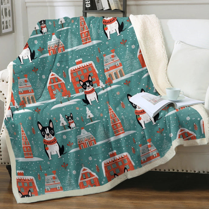 Boston Terrier Winter Wonderland Christmas Blanket-Blanket-Blankets, Boston Terrier, Christmas, Home Decor-Small-1