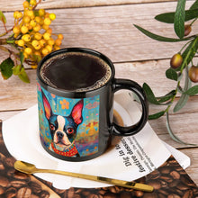 Load image into Gallery viewer, Boston Terrier with Floral Motif Coffee Mug-3