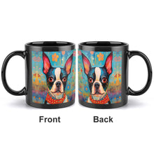 Load image into Gallery viewer, Boston Terrier with Floral Motif Coffee Mug-2