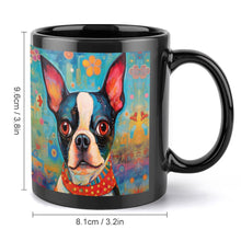 Load image into Gallery viewer, Boston Terrier with Floral Motif Coffee Mug-4