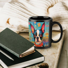 Load image into Gallery viewer, Boston Terrier with Floral Motif Coffee Mug-6