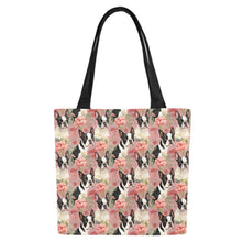 Load image into Gallery viewer, Boston Terriers and Blooms in Pink Large Canvas Tote Bags - Set of 2-Accessories-Accessories, Bags, Boston Terrier-Set of 2-3