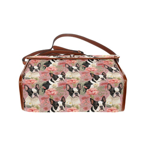 Boston Terriers and Blooms in Pink Shoulder Bag Purse-Accessories-Accessories, Bags, Boston Terrier, Purse-One Size-5