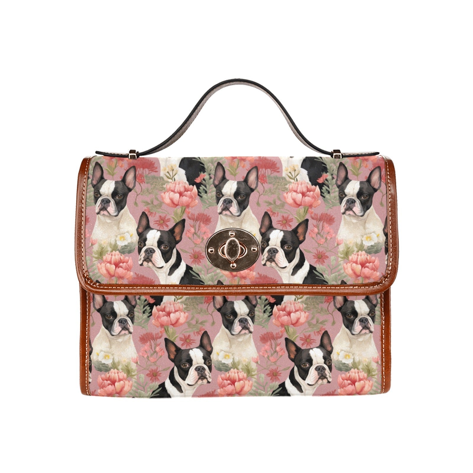 Cute Boston Terrier orders Sunflower Genuine Leather Bag Charm