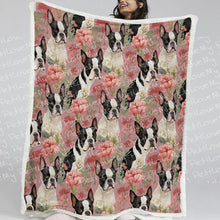 Load image into Gallery viewer, Boston Terriers and Blooms in Pink Soft Warm Fleece Blanket-Blanket-Blankets, Boston Terrier, Home Decor-11
