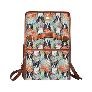 Boston Terriers and Blooms Shoulder Bag Purse-Accessories, Bags, Purse-Black1-ONE SIZE-5