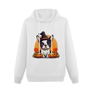 Boston Terriers and Halloween Love Women's Cotton Fleece Hoodie Sweatshirt-Apparel-Apparel, Boston Terrier, Hoodie, Sweatshirt-White-XS-2