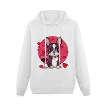 Load image into Gallery viewer, Boston Terriers and Wine Love Women&#39;s Cotton Fleece Hoodie Sweatshirt-Apparel-Apparel, Boston Terrier, Hoodie, Sweatshirt-White-XS-2