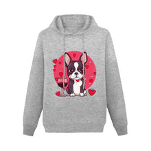 Load image into Gallery viewer, Boston Terriers and Wine Love Women&#39;s Cotton Fleece Hoodie Sweatshirt-Apparel-Apparel, Boston Terrier, Hoodie, Sweatshirt-Gray-XS-3