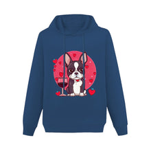 Load image into Gallery viewer, Boston Terriers and Wine Love Women&#39;s Cotton Fleece Hoodie Sweatshirt-Apparel-Apparel, Boston Terrier, Hoodie, Sweatshirt-Navy Blue-XS-4