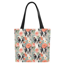 Load image into Gallery viewer, Boston Terriers in a Floral Symphony Large Canvas Tote Bags - Set of 2-Accessories-Accessories, Bags, Boston Terrier-6