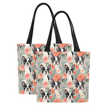 Load image into Gallery viewer, Boston Terriers in a Floral Symphony Large Canvas Tote Bags - Set of 2-Accessories-Accessories, Bags, Boston Terrier-9