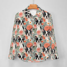 Load image into Gallery viewer, Boston Terriers in a Floral Symphony Women&#39;s Shirt-4