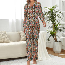 Load image into Gallery viewer, Botanical Beauty Basset Hound Pajama Set for Women-Pajamas-Apparel, Basset Hound, Pajamas-S-White-1