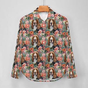 Botanical Beauty Basset Hound Women's Shirt-3
