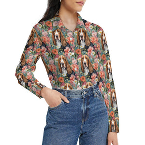 Botanical Beauty Basset Hound Women's Shirt-2