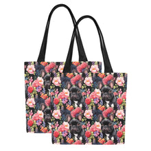 Load image into Gallery viewer, Botanical Beauty Black French Bulldog Large Canvas Tote Bags - Set of 2-Accessories-Accessories, Bags, French Bulldog-12