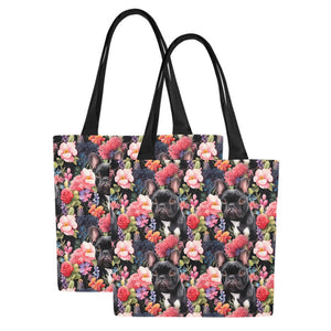 Botanical Beauty Black French Bulldog Large Canvas Tote Bags - Set of 2-Accessories-Accessories, Bags, French Bulldog-12
